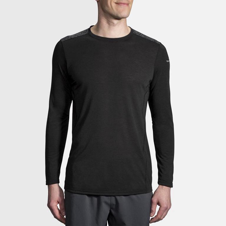 Pánske Brooks Distance - Bežecká Košeľa S Dlhým Rukávom - Siva (95036-KFIT)